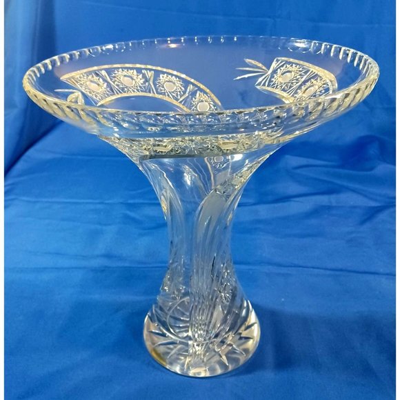 Vintage Large 12" Spiral Hand Cut Lead Crystal Glass Statement Vase - Picture 8 of 16